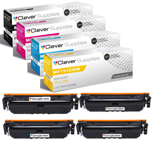 Compatible Canon MF751CDW (5094C001, 5093C001, 5092C001, 5091C001) Toner Cartridge 4 Color Set