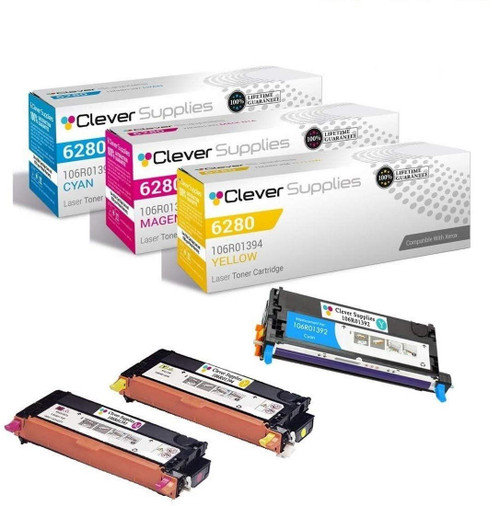Compatible Xerox 6280 (106R01392 106R01394 106R01393) Toner Cartridge 3 Color Set