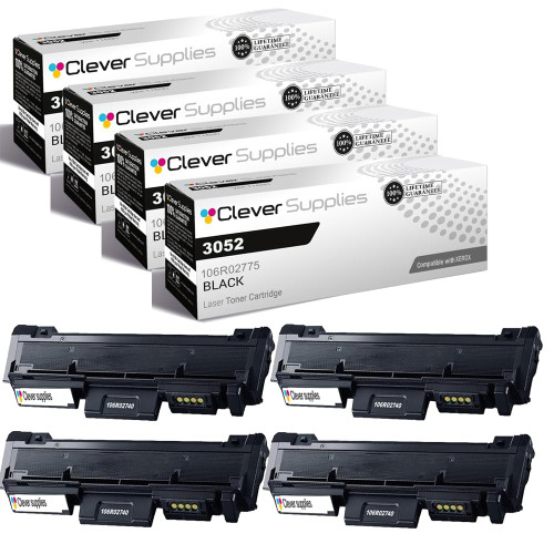 Compatible Xerox 3052 (106R02777 106R02775) Toner Cartridge Black 4 Pack