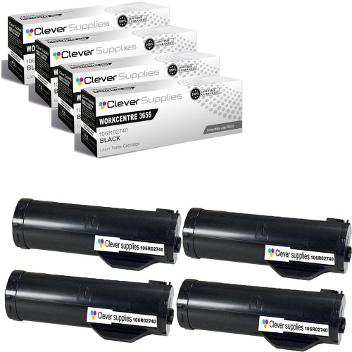 Compatible Xerox 3655 (106R02740) Toner Cartridge Black 4 Pack