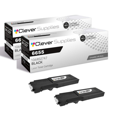 Compatible Xerox 6655 (106R02747) Toner Cartridge Black 2 Pack