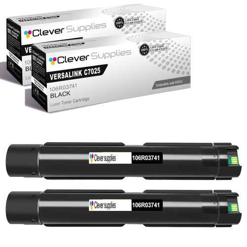 Compatible Xerox C7025 (106R03741) Toner Cartridge Black 2 Pack
