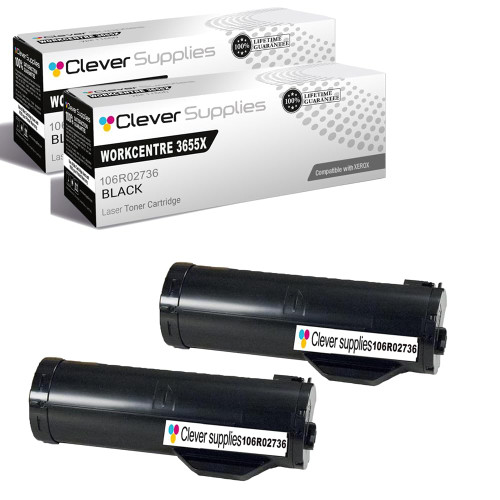 Compatible Xerox 3655X (106R02736 106R02737) Toner Cartridge Black 2 Pack