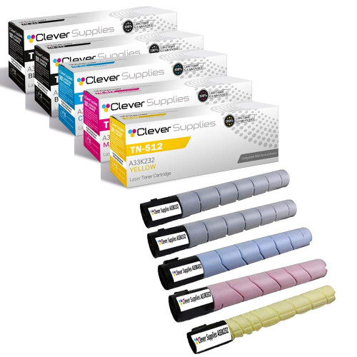 Compatible Konica-Minolta TN512 (A33K132, A33K432, A33K332, A33K232) Toner Cartridge 5 Color Set