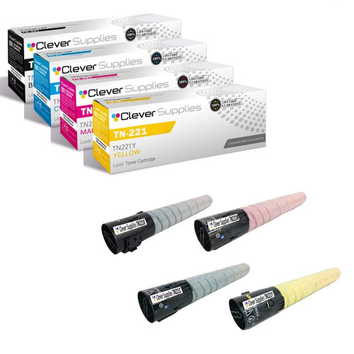 Compatible Konica-Minolta TN221 (TN221K, TN221C, TN221M, TN221Y) Toner Cartridge 4 Color Set