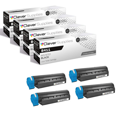 Compatible Okidata B411 (44574701) Toner Cartridge Black 4 Pack