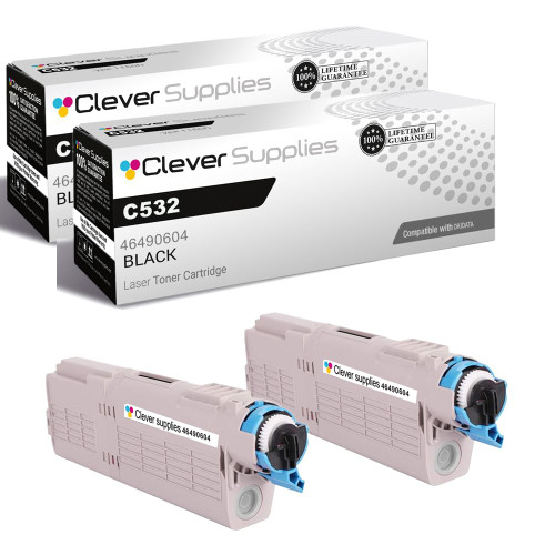 Compatible Okidata C532 (46490604) Toner Cartridge Black 2 Pack