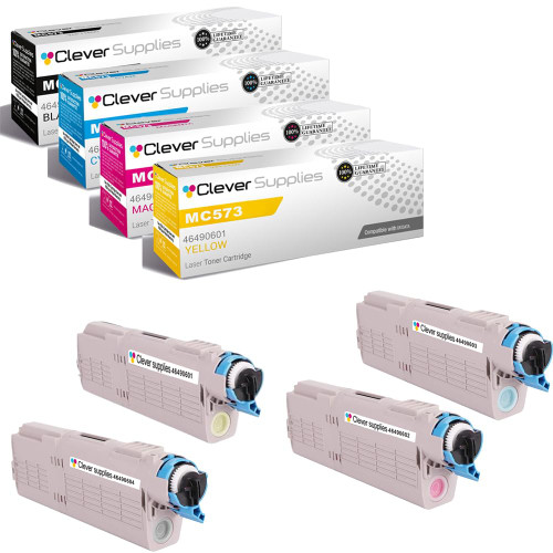 Compatible Okidata MC573 (46490604, 46490603, 46490602, 46490601) Toner Cartridge 4 Color Set