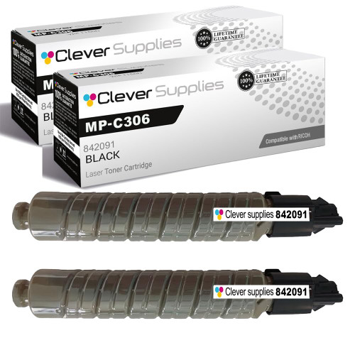 Compatible Ricoh MPC306 (842091) Toner Cartridge Black 2 Pack
