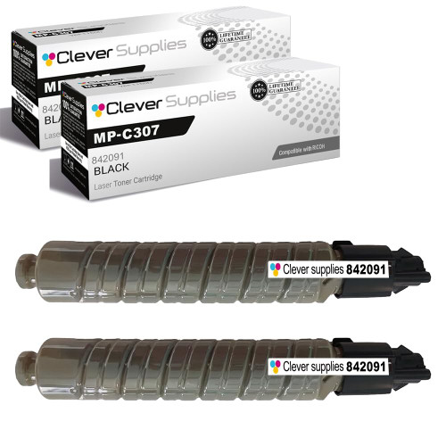 Compatible Ricoh MPC307 (842091) Toner Cartridge Black 2 Pack
