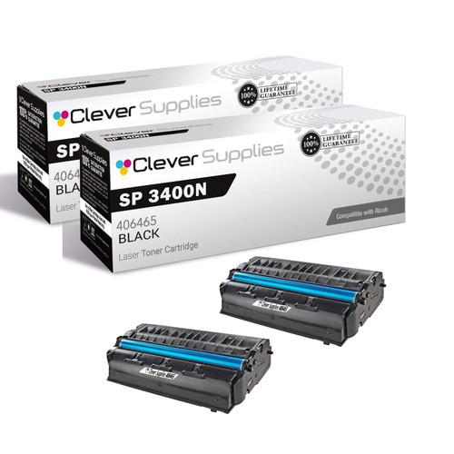 Compatible Ricoh SP 3400N (406465) Toner Cartridge Black 2 Pack