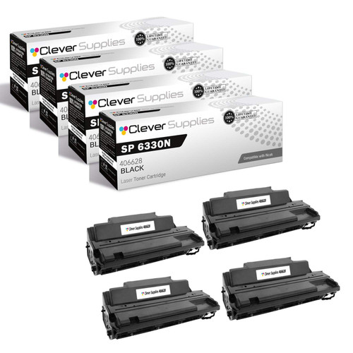Compatible Ricoh SP 6330N (406628) Toner Cartridge Black 4 Pack