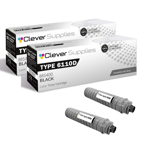 Compatible Ricoh Type 6110D (885400) Toner Cartridge Black 2 Pack