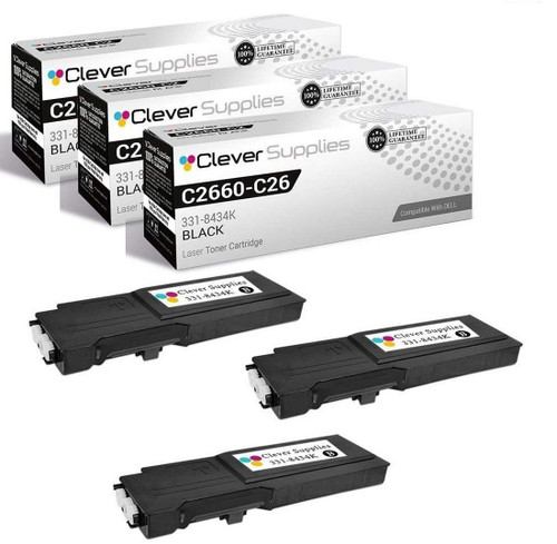 Compatible Dell C2660 (593-BBBU) Toner Cartridge Black 3 Pack