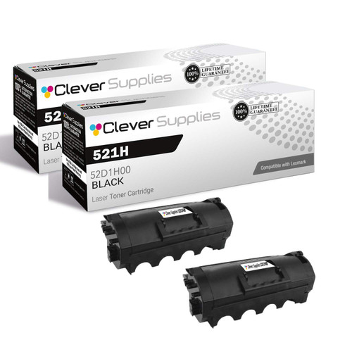 Compatible Lexmark 521H (52D1H00) Toner Cartridge Black 2 Pack