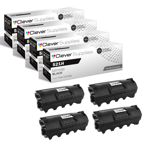 Compatible Lexmark 521H (52D1H00) Toner Cartridge Black 4 Pack