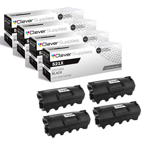 Compatible Lexmark 521X (52D1X00) Toner Cartridge Black 4 Pack