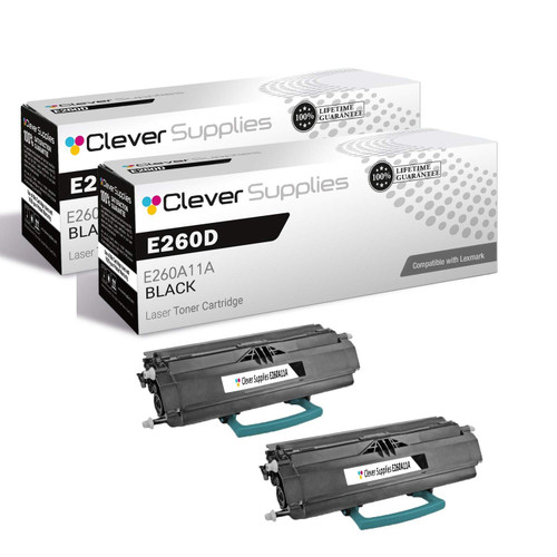 Compatible Lexmark E260D (E260A11A) Toner Cartridge Black 2 Pack