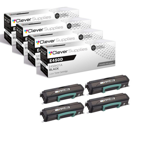 Compatible Lexmark E450D (E450H21A) Toner Cartridge Black 4 Pack