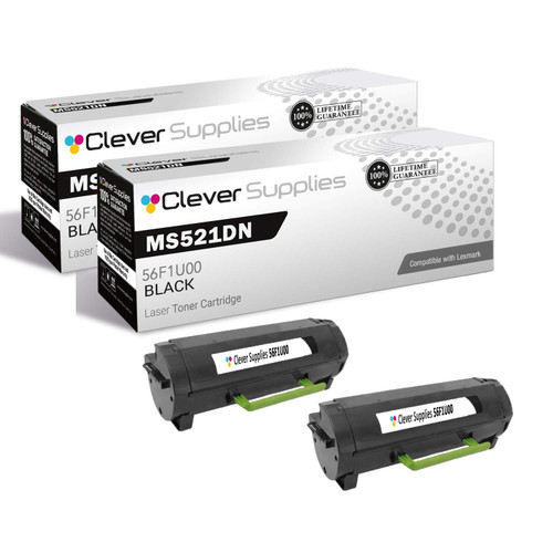 Compatible Lexmark MS521dn (56F1U00) Toner Cartridge Black 2 Pack