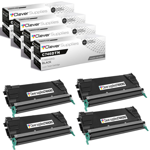 Compatible Lexmark C746DTN (C746H2KG) Toner Cartridge Black 4 Pack