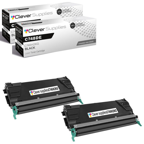 Compatible Lexmark C748DE (C746H2KG) Toner Cartridge Black 2 Pack