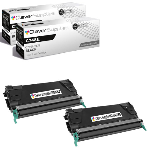 Compatible Lexmark C748E (C746H2KG) Toner Cartridge Black 2 Pack
