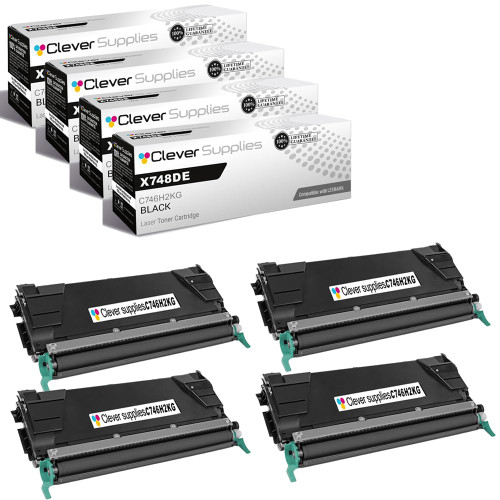 Compatible Lexmark X748DE (C746H2KG) Toner Cartridge Black 4 Pack