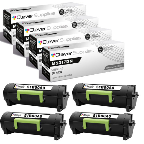 Compatible Lexmark MS317DN (51B00A0) Toner Cartridge Black 2 Pack