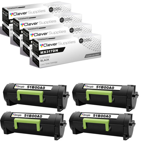 Compatible Lexmark MX317DN (51B00A0) Toner Cartridge Black 4 Pack