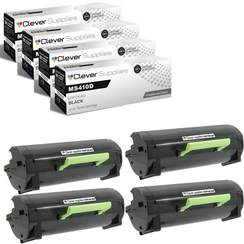 Compatible Lexmark MS410D (50F0XA0) Toner Cartridge Black 4 Pack