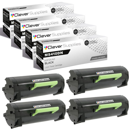 Compatible Lexmark MS410DN (50F0XA0) Toner Cartridge Black 4 Pack