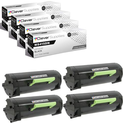 Compatible Lexmark MS415DN (50F0XA0) Toner Cartridge Black 4 Pack