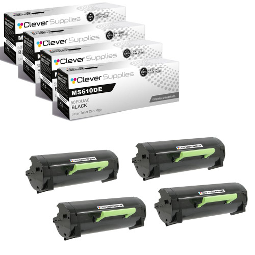 Compatible Lexmark MS610DE (50F0UA0) Toner Cartridge Black 4 Pack