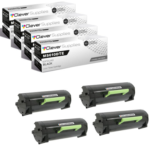 Compatible Lexmark MS610DTE (50F0UA0) Toner Cartridge Black 4 Pack