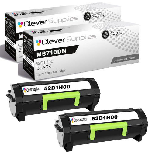 Compatible Lexmark MS710DN (52D1H00) Toner Cartridge Black 2 Pack