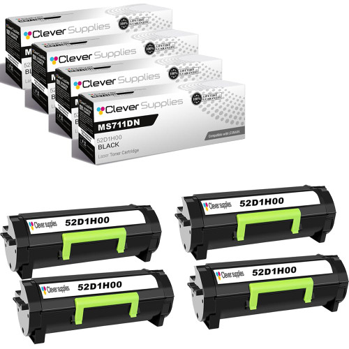 Compatible Lexmark MS711DN (52D1H00) Toner Cartridge Black 4 Pack