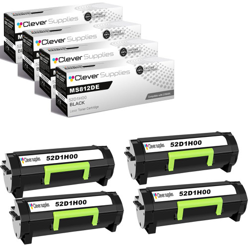 Compatible Lexmark MS812DE (52D1H00) Toner Cartridge Black 4 Pack