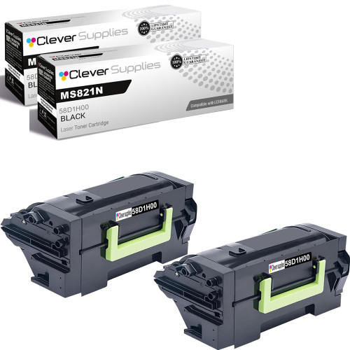 Compatible Lexmark MS821N (58D1H00) Toner Cartridge Black 2 Pack