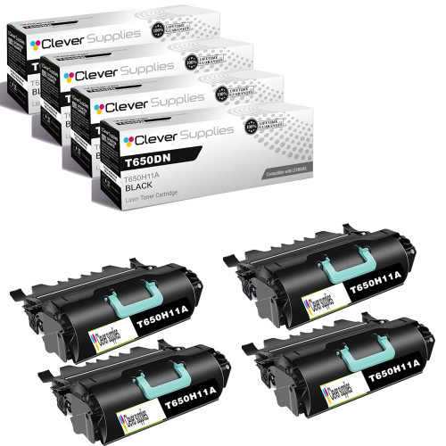 Compatible Lexmark T650dn (T650H11A) Toner Cartridge Black 4 Pack