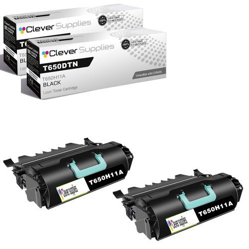 Compatible Lexmark T650dtn (T650H11A) Toner Cartridge Black 2 Pack