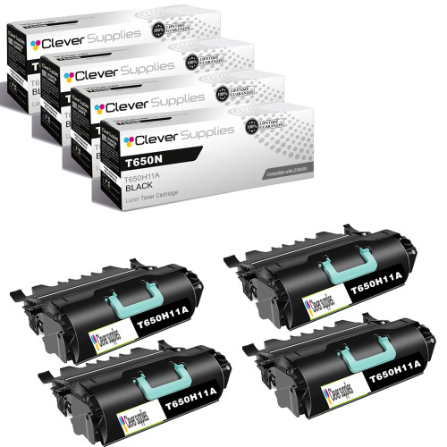Compatible Lexmark T650n (T650H11A) Toner Cartridge Black 4 Pack