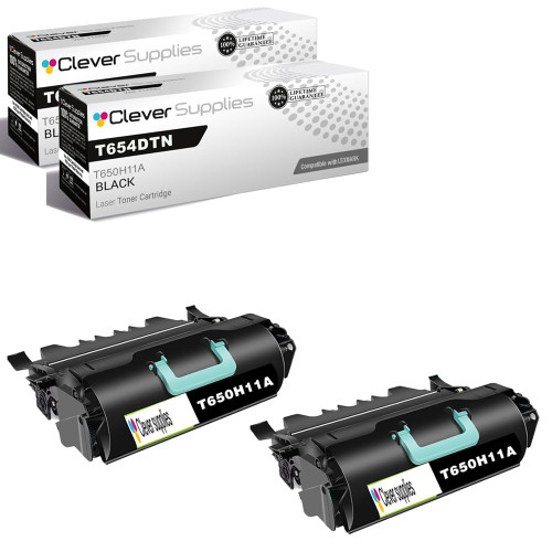 Compatible Lexmark T654dtn (T650H11A) Toner Cartridge Black 2 Pack