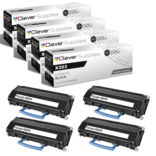 Compatible Lexmark X203 (X203A11G) Toner Cartridge Black 4 Pack