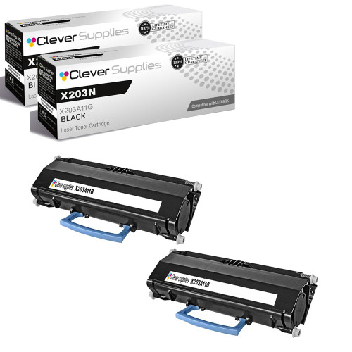 Compatible Lexmark X203N (X203A11G) Toner Cartridge Black 2 Pack