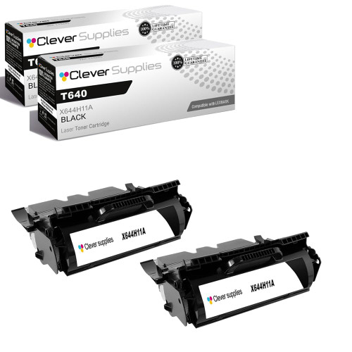 Compatible Lexmark T640 (X644H11A) Toner Cartridge Black 2 Pack