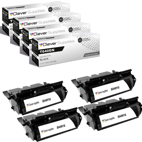 Compatible Lexmark T640DN (X644H11A) Toner Cartridge Black 4 Pack