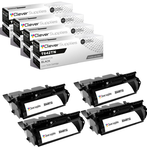 Compatible Lexmark T642TN (X644H11A) Toner Cartridge Black 4 Pack