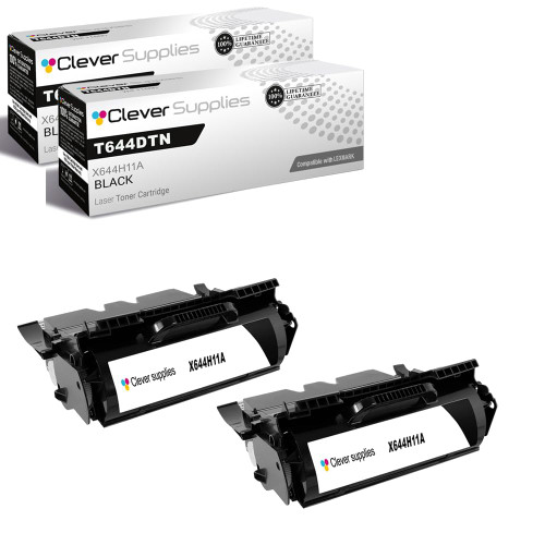 Compatible Lexmark T644DTN (X644H11A) Toner Cartridge Black 2 Pack