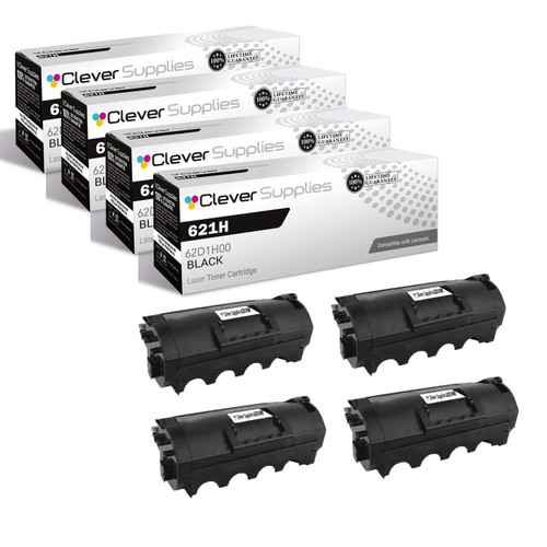 Compatible Lexmark 621H (62D1H00) Toner Cartridge Black 4 Pack